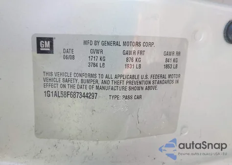 2008 Chevrolet Cobalt Lt из США, поврежденный, VIN 1G1AL58F687344297